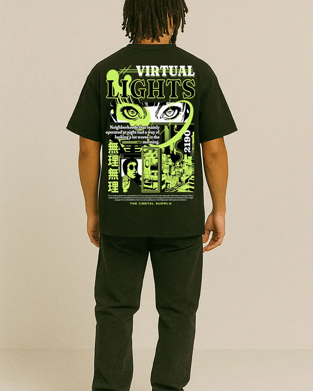 Dark Grid 300GSM Super Heavyweight Oversized T-Shirt